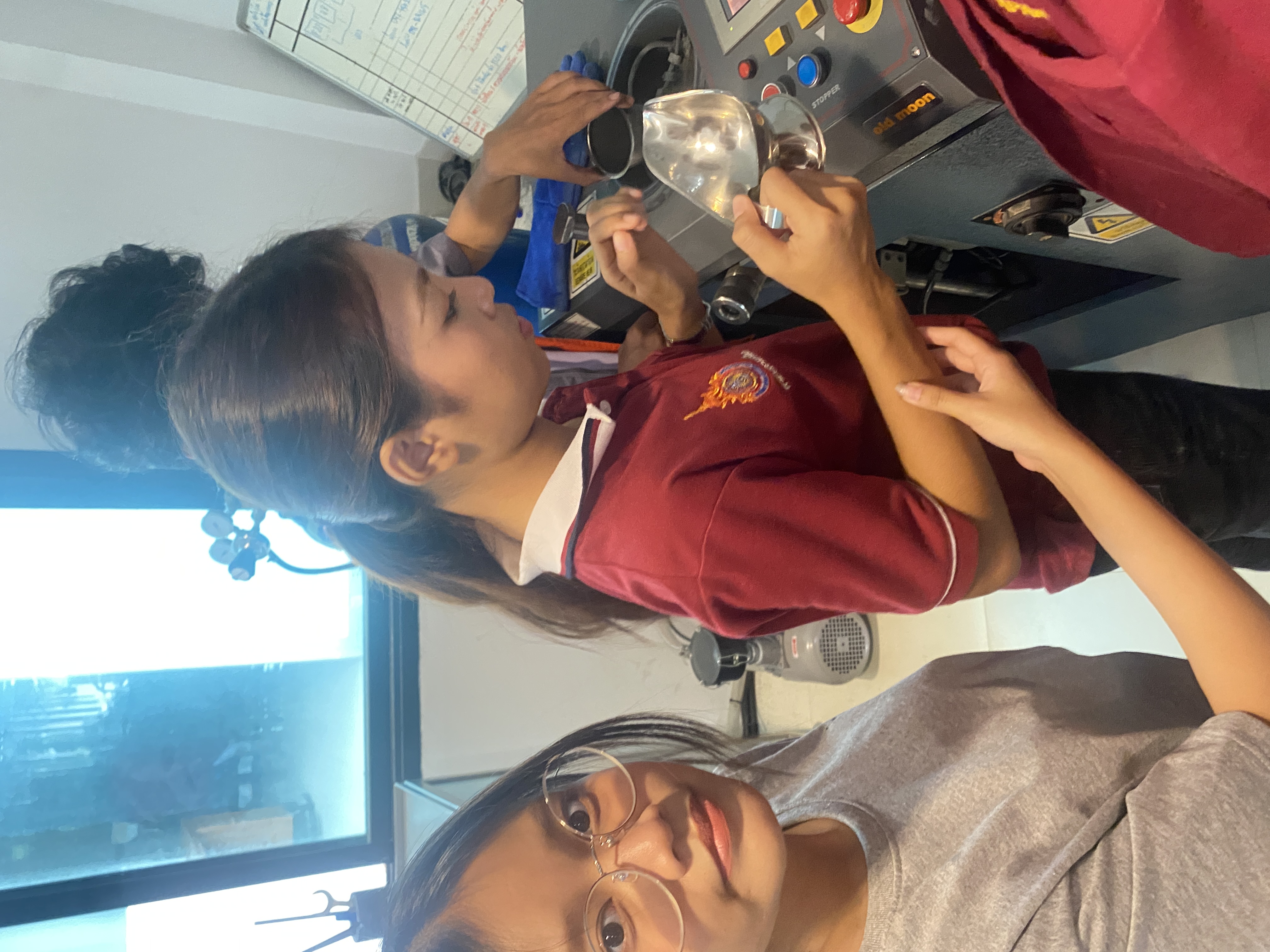 Group at casting equipment