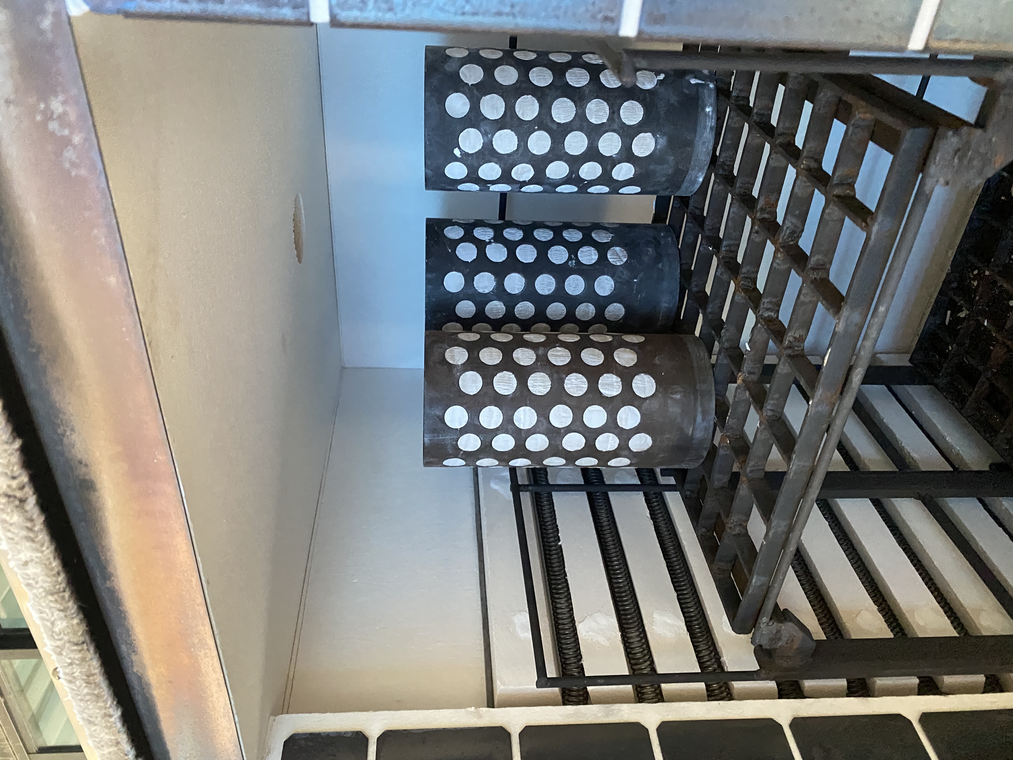 Casting flasks on rack