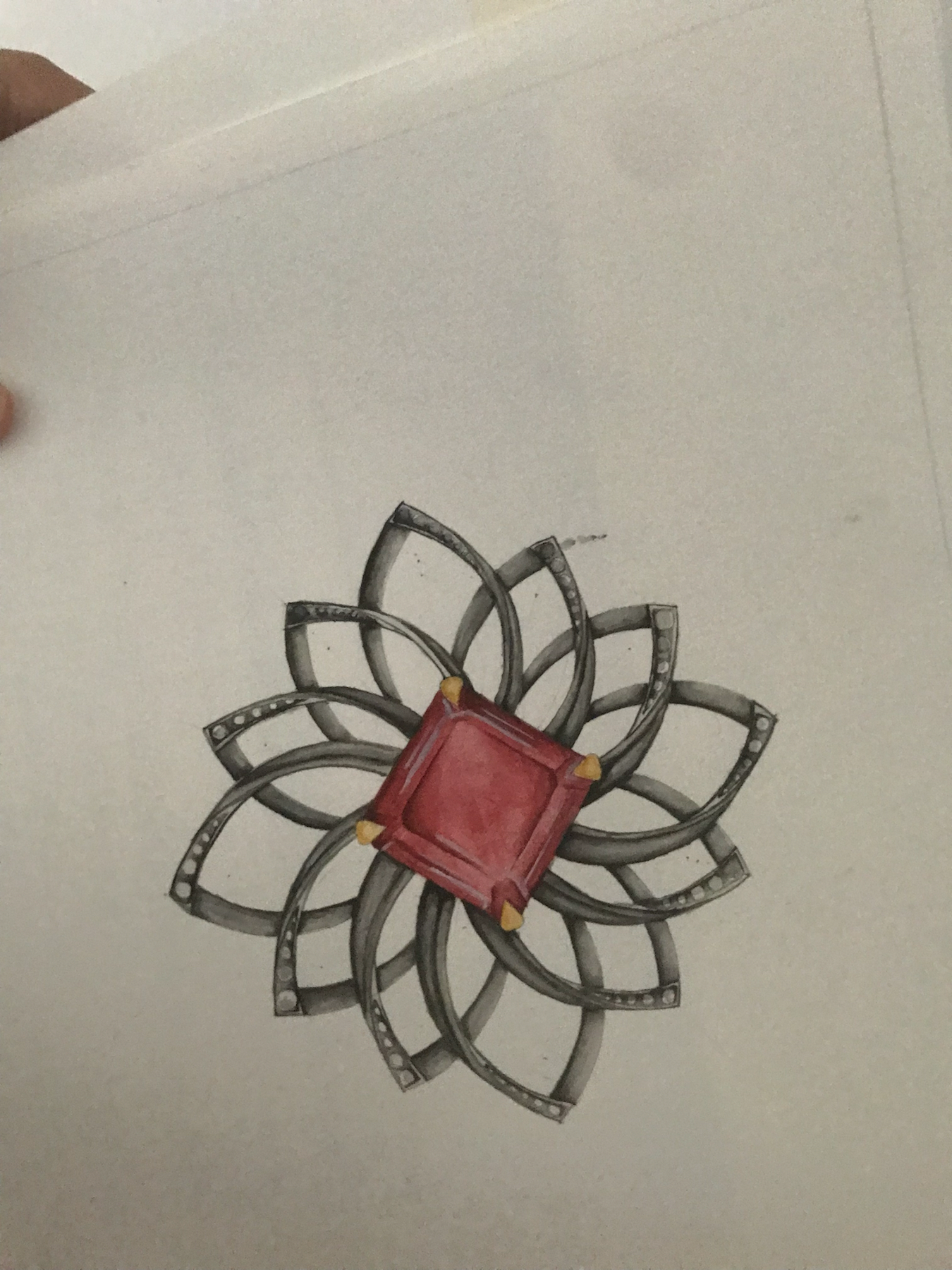 Lotus and ruby jewelry drawing